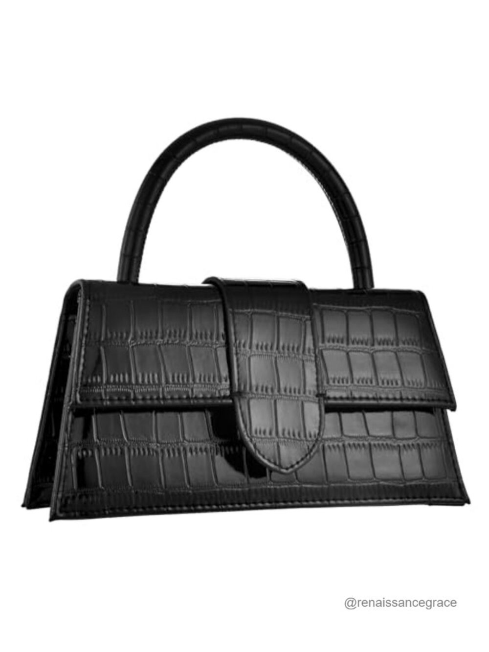 Faux Leather Crocodile Embossed Clutch Purse Small Top Handle Evening Bag